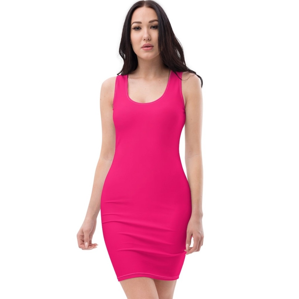 Sleeveless Fitted Mini Dress in Vibrant Pink